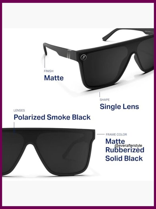 Polarized Sunglasses with Single-Lens Flat-Top Design, Matte Rubberized Frame main image 7